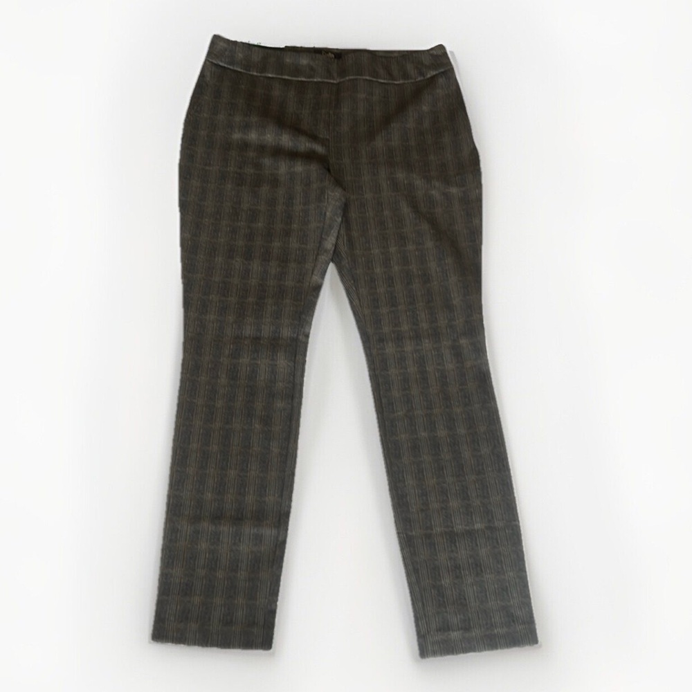 NWT Dalia Grey Plaid Tummy Control Pants sz 12